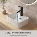 White Porcelain Ceramic Above Counter Sink - 16x12 Inch Rectangular Vessel Sink Bowl with Faucet Hole for Tiny Bathrooms