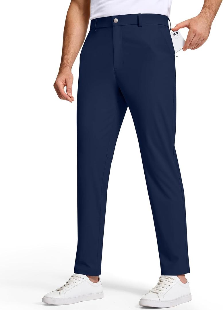 Golf Pants Men 30"X32" Inseam 5 Pockets Stretch Slim Fit Lightweight Quick Dry Dress Chino Trousers (Navy Blue)