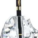 QFkris Crystal Heart Shaped Single Pen Holder for Desk, Glass Feather Pencil Holder for Office Desktop Decoration, 3.5" Fancy Fountain Pen Stand, Gift for Man Women