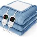 Homemate Heated Electric Blanket Queen Size - 84"x90" Heating Bed Blanket Throw with 10 Heating Levels 8 Hours Auto Off Fast Heating Over-Heat Protection Ultra Soft Flannel ETL Certified, Blue
