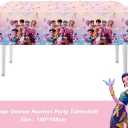 3PCS Demon Hunters Birthday Tablecloth Decorations, Plastic Waterproof Tablecloths Pink Cartoon Party Supplies for Boys Girls Fans Concert Birthday Party