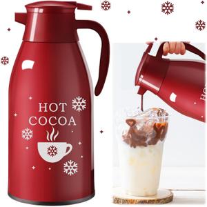LemonRoad 2 Pcs 68 oz Hot Chocolate Drink Dispenser Red Cocoa Drink Dispenser for Keeping Christmas Hot Cocoa Bar Supplies for Chocolate Party Favors Supplies