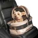 Pet Gear No-Zip View 360 Ultra Lite Pet Safety Carrier & Car Seat for Small Dogs & Cats Push Button Entry, 15", Sand,View 360 Ultra Light 15-inch,Sand