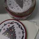 3 Pack Christmas Cookie Tins with 10 Baking Papers, Reusable Nesting Round Metal Cookie Containers with Airtight Lids for Treat Storage & Holiday Gift Giving (Large, Medium, Small)