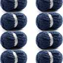 8 Pcs Chunky Yarn for Hand Knitting - Chunky Chenille Yarn for Crocheting - Fluffy Yarn for Crochet - Jumbo Yarn for Hand Knitting 25 yds 7.7 oz of Super Bulky Yarn (Navy Blue)