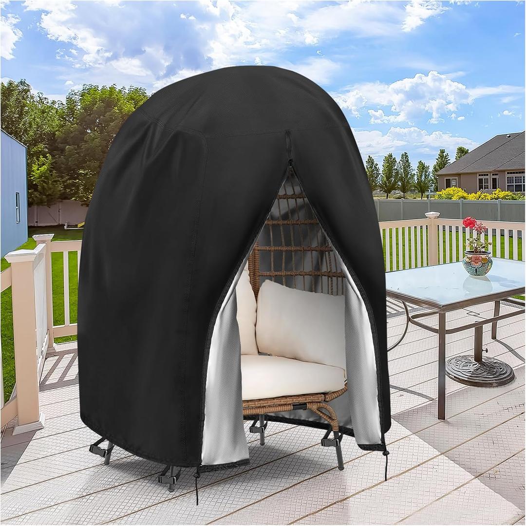 Outdoor Egg Chair Cover, 40inch Double Egg Chair Covers Waterproof Heavy Duty with Zipper for Patio Hanging Egg Chair and Wicker Chairs, Black-40x40x56inch
