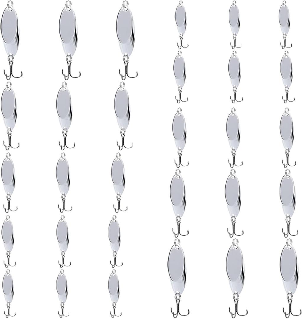 30pcs Fishing Lures Fishing Spoons, Trout Lures Bass Lures Hard Metal Spinner Baits for Salmon Bass Trout