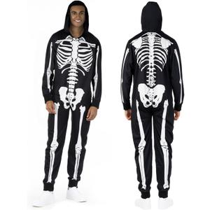 Morph Mens Skeleton Suit - Adult Skeleton Costume for Halloween (Medium, Black)
