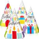 32Pcs Colorful Party Hats for Kids Happy Birthday Cone Paper Hats Classroom Celebration Supplies Favors