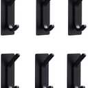 Black Command Hooks for Wall - 6 Pack Matte Black Curved Double Hooks, Multi-Use Hangers for Coats, Towels & Robes, No Damage Removable Organizers for Bathroom & Bedroom Doors