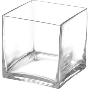 Royal Imports Flower Glass Vase Decorative Centerpiece for Home or Wedding Clear Glass, Cube Shape, 5" Tall, 5"x5" Opening