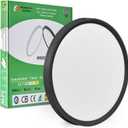 15.8 Inch Black LED Flush Mount Ceiling Light, 32W, 3480LM, 3000K/4000K/6000K CCT Selectable, Round Flat Panel Light Fits Hallways, Kitchens, Bedrooms, Laundry Rooms