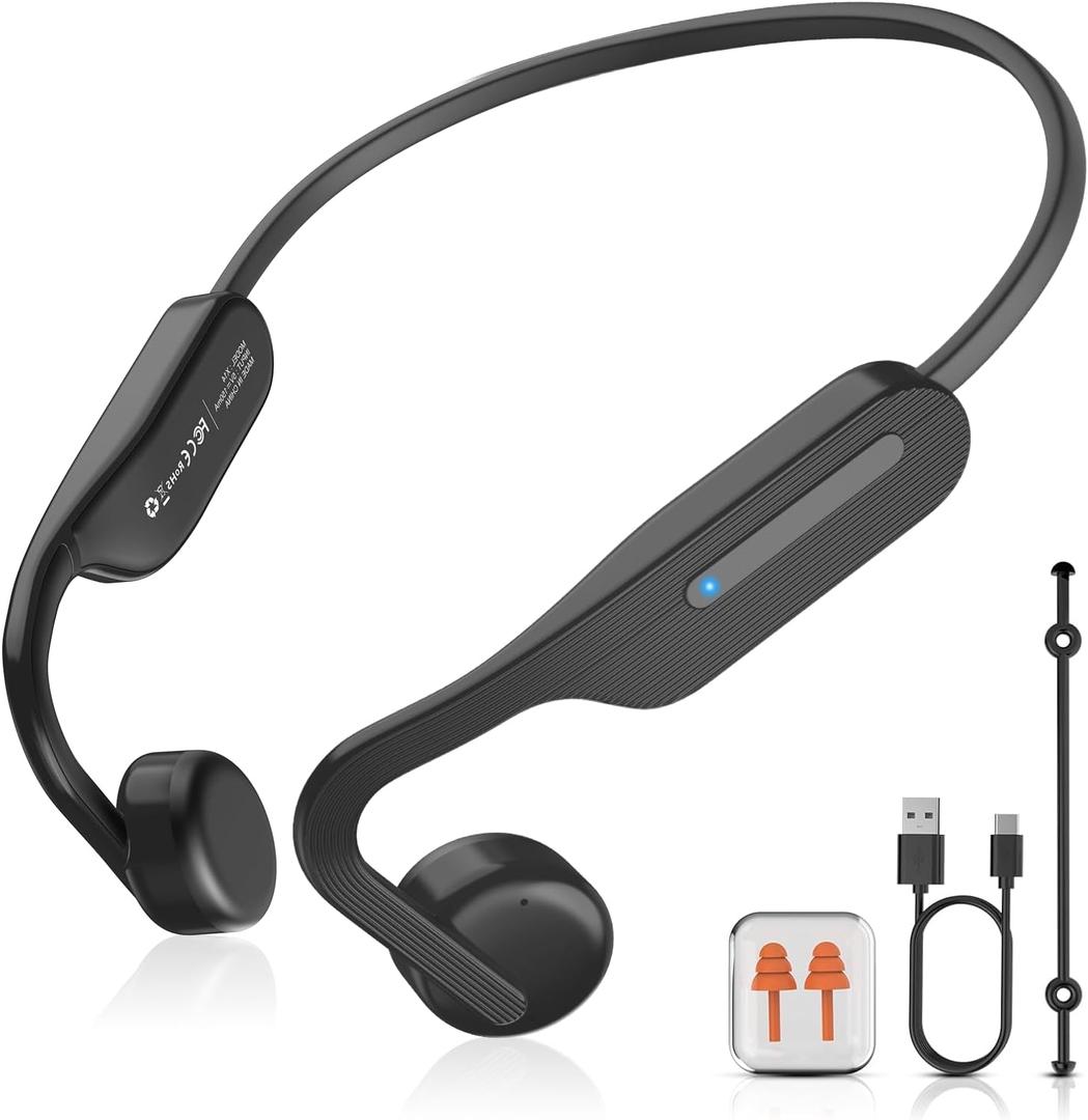 Bone Conduction Headphones Bluetooth 6.0 Open Ear Headphones Wireless Headphones with Mic 10H Playtime Sports Earphones, IPX6 Waterproof Headset for Running,Cycling, Hiking, Driving