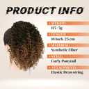 PEACOCO Curly Drawstring Ponytail for Black Women, 10 Inch Kinky Curly Ponytail Extension Synthetic Short Afro Puff Ponytail Hairpieces (1B/30)