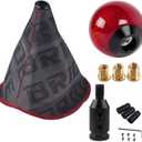 zhengsheng MUGE Racing Fabric Shift Boot with Round Ball Carbon Fiber Shift Knob,Universal Shift Boot Cover with Weighted Shift Knob (Style 4)