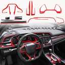 for Honda 10th Gen Civic 2016 2017 2018 2019 2020 ABS Carbon Fiber Pattern Console Center Dashboard Cover and Gear Box and Steering Wheel Trims Accessories 15pcs(Set-B)