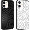 2 Pack Cute Cheetah Print for Apple iPhone 11 6.1 Inch Phone Case,Luxury Leopard Pattern Design Cases Soft Silicone Slim TPU Shockproof Protective Bumper Cover for Women Girls-Black & White