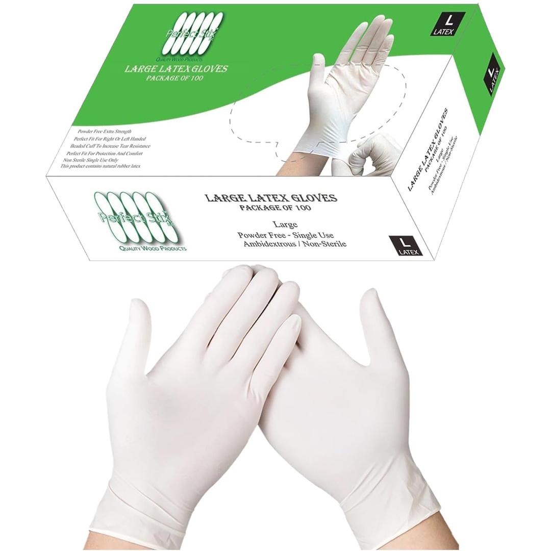 Latex Powder Free Food Service Disposable Gloves - Size Large- Pack of 100ct