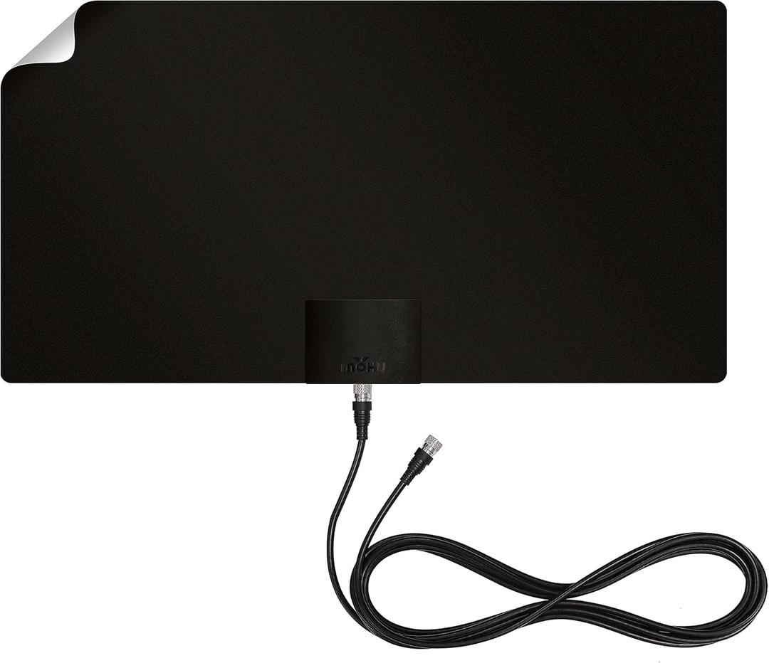 Mohu Leaf Supreme Pro Paper-Thin Indoor TV Antenna, Amplified, UHF VHF, 65-Mile Range, Multi-Directional  w/12 ft. Cable, Signal Indicator