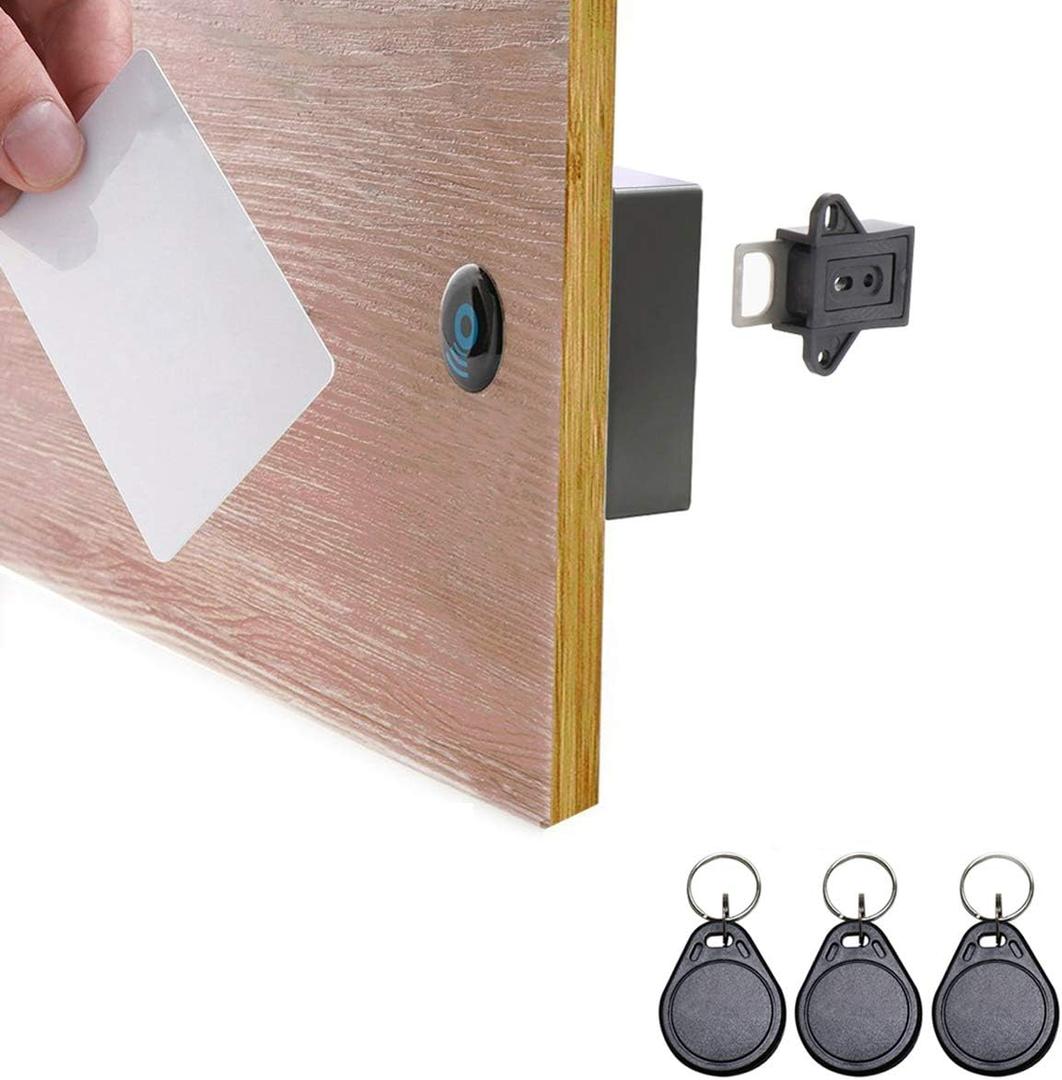 ETEKJOY RFID Electronic Cabinet Lock Hidden DIY for Wooden Cabinet Locker Drawer Cupboard (Black)