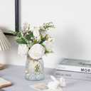 Flojery 2 Packs Faux Flowers in vase,Fake Flowers with Vase, Artificial Silk Roses in Vase, Artificial Flowers in Vase, Faux Flower Arrangement with Vase for Farmhouse (White with vase)
