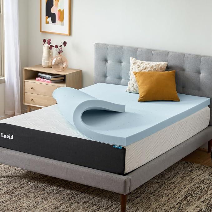 Lucid 3 Inch Gel Memory Foam Mattress Topper, Plush, Ventilated, Full Size
Deep plush feel, 3 in profile, Ventilation channels, Cooling gel infusion, Relieves pressure points, CertiPUR-US certified