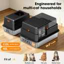 XXXL Stainless Steel Cat Litter Box with Lid – 28.3"×20.2"×17.3", Black