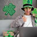 St Patricks Day Shamrock Hanging Sign St. Patrick's Day Decoration Irish Blessing Saint Patricks Wall Hanger for Home Farmhouse Indoor Outdoor Window 12 X 12 Inch