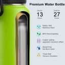 koodee Water Bottle-32 oz Stainless Steel Vacuum Insulated Water Bottle with Straw Metal Sports Flask for Adults (Apple Green)
