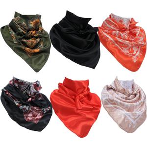 6 Pieces Silk Bandanas 35 Inchese Unisex Paisley Cowboy Head Wrap Scarf for Men Women Headband Oversize Bandana Bulk (Red) 6 Pieces Silk Bandanas 35 Inchese Unisex Paisley Cowboy Head Wrap Scarf for Men Women Headband Oversize Bandana Bulk (Red)