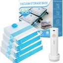 Vacuum Seal Bags for Clothing Travel, 12 Pack Vacuum Storage Bags for Clothes with Portable Electric Pump, Space Saver Bags for Luggage Traveling and Clothing