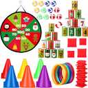 HyDren 58 Pcs Christmas Toss Game Set Knock Down Can Bean Bag Plastic Cones Ring Toss Game Board with Balls for Kids Adults Indoor Outdoor Yard Lawn Carnival Party Favors Games Supplies