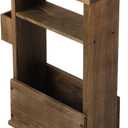 MyGift 24 Inch Tall Rustic Burnt Wood End Table with Remote Control Holder, Storage Shelf, and Magazine Rack, Wooden Narrow Living Room Couch Side Accent Furniture, Medium