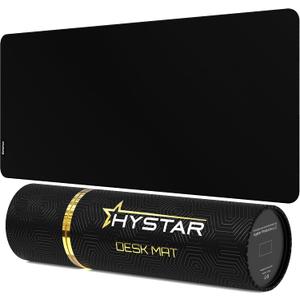 Hystar Extended Gaming Mouse Pad | XXXL 45" x 20" | 5mm Thick, Waterproof Surface, Smooth Polyester Fabric, and Natural Rubber Base | Classic Black