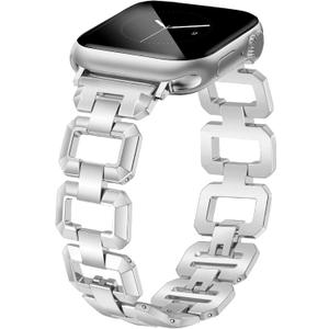 JR.DM Gold Watch Band for Women Compatible with Apple Watch 38mm 40mm 41mm 42mm 44mm 45mm 46mm 49mm Dainty Dressy Bracelet Designer Metal Chain Strap for iWatch Series 11/10/9/8/7/6/5/4/SE/3/2/1 Ultra