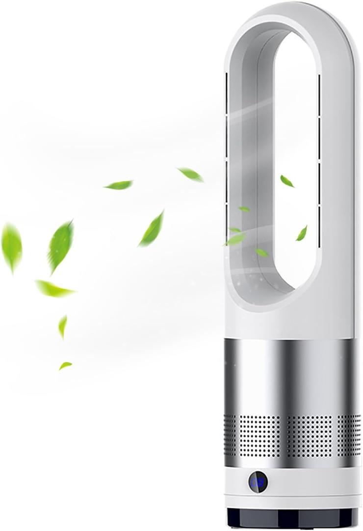 Bladeless Fan for Heating and Cooling, Pedestal Fan, Tower Fan; Natural Cool Air, 8 Speeds, Can Be Timed Comes with Remote Control, 80 Shaking Head. No Fan Blade, Easy to Clean(Silver)