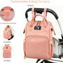 Diaper Bag Backpack for Women - Multifunction Travel Essentials Baby Diaper Bag with Changing Pad, Large Backpack Baby Girl Boy, Insulated Bottle Holders & Stroller Straps (Pink+Orange)
