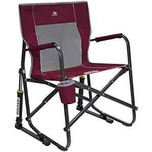 GCI OUTDOOR Freestyle Rocker Camping Chair | Portable Folding Rocking Chair with Solid, Durable Armrests, Drink Holder & Comfortable Backrest — Cinnamon