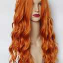 Long ginger red wig,red curly wig synthetic Heat Resistant Fiber 28inches long red braids Costume Wig for Women