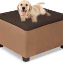 NeColorLife Square Ottoman Cover Waterproof Ottoman Slipcover Thick Storage Footrest Stool Covers Furniture Protector for Pets,Kids(Medium Size,Dark Coffee)