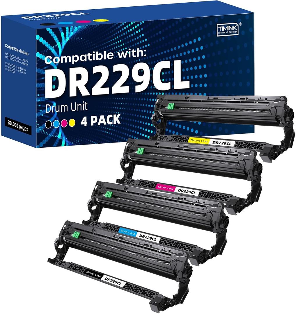 Compatible DR229CL Drum Unit (NOT Toner) Replacement for Brother DR229 use with TN229 TN229XL Work with Brother HL-L3220CDW MFC-L3720CDW HL-L3280CDW HL-L3300CDW MFC-L3780CDW Printers (4-Pack)