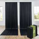 50ftx14ft Black Backdrop Curtains for Wedding-Wrinkle Free Backdrops Curtain Drapes Fabric Decorations Photo Back Drop Cloth for Baby Shower Photography Stage Reception 10Panels 14ft(H) x 5ft(W)