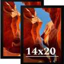 14x20 Picture Frame Set of 2, 14 x 20 Black Picture Frame with HD Plexiglas, 14 by 20 Poster Frame, Display Frame for Vertical or Horizontal, Presenting Spatial Aesthetics-Form & Light Series