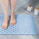 FOMAILE Hexagon Shower Stall Mat Non-Slip Bath Mat for Shower Floor - Super Drainage Quick Dry Bathroom Mat with Strong Suction Cups, Anti-Slip Bath Rug for Tub, Machine Washable,16" x 27.5"Blue