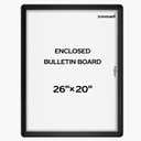 INNOVART Enclosed Bulletin Board 26x20, Weatherproof Dry Erase Board w/Black Aluminum Frame, Outdoor Enclosed Whiteboard Wall Display Case w/Swing-Open Door, Information Cabinet for School, Office