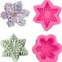 2 Pcs Christmas Snowflake Silicone Molds Candle Soap DIY Molds Candle Decorating Mold for Xmas Baking Party Chocolate Candy Wax Resin Baking Tray Fondant Cake Decoration