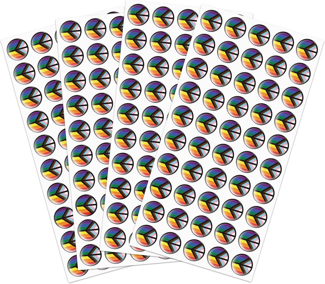 2 x 200Pcs Mini LGBT Progress Pride Stickers, 3D Waterproof LGBTQ Gay Pride Rainbow Sticker Lesbian Bisexual Transgender Support Decal for Your Name Badge Parade Event Stuff Party Supplies