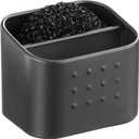 iDesign Sponge and Scrubber Holder with 2 Compartments for Kitchen Sink - Matte Black