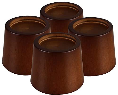 Wood Bed Furniture Risers Blocks - 3 inch Set of 4 Bed Risers, Heavy Duty Solid Wood Round Risers, Sofa Riser with Non-Slip Pad, Create Storage Space and Easy Cleaning for The Sweeper