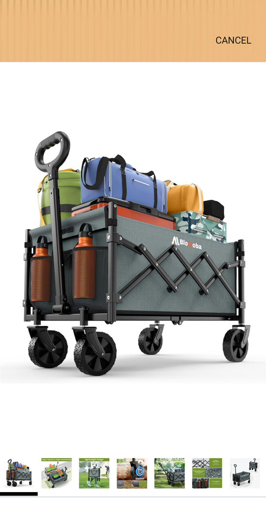 Collapsible Wagon with Wheels, 220 lbs Wagons Carts Foldable Wagon Cart with Flexible Handle, Lightweight Portable Folding Utility Grocery Shopping Cart for Grocery Sports Garden Camping, Gray